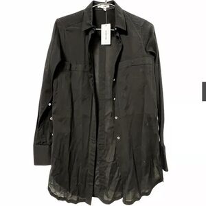 Helmut Lang High Low‎ Hem Long Sleeve Button Down Blouse Small